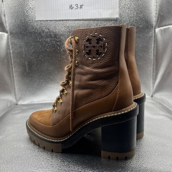 TORY BURCH MILLER LUG SOLE BOOTIE 95MM in TOASTED CARAMEL - Size 6 - Picture 4 of 11